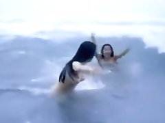 Classic Catfights-playful Nude Wrestling At The Beach