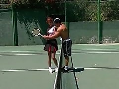 Sexy Slut On A Tennis Court Loves To Have Her Asshole Filled Up With Big Dick