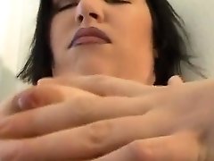 Dark Haired German Beauty Fingering Her Pierced Pussy