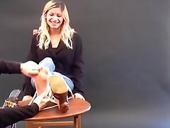 First Tickle Audition Linda - Awesome French Girl With Hot Feet